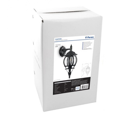 Светильник садово-парковый 8102 100W 230V E27 160*220*450мм черный  11098  FERON