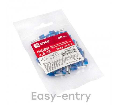 Наконечник штыревой втулочный изолированный НШвИ 2,5-12 (50шт.) EKF PROxima  nhvi-2.5-12  EKF