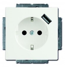 Розетка Schuko с устройством зарядным USB, 20 EUCBUSB-84-500, Future белый(давос), 16А, 700 мА,  2011-0-6179   2CKA002011A6179  ABB