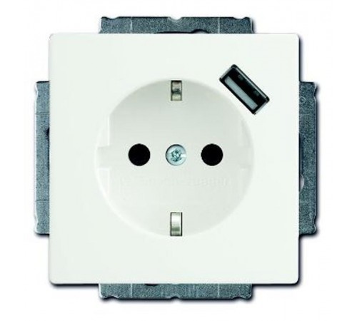 Розетка Schuko с устройством зарядным USB, 20 EUCBUSB-84-500, Future белый(давос), 16А, 700 мА,  2011-0-6179   2CKA002011A6179  ABB