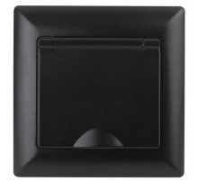 Розетка Intro Solo 4-203-05 с заземлением 2P+E Schuko с крышкой, 16А-250В, IP20, СУ, антрацит  Б0053661  Intro