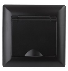 Розетка Intro Solo 4-203-05 с заземлением 2P+E Schuko с крышкой, 16А-250В, IP20, СУ, антрацит  Б0053661  Intro