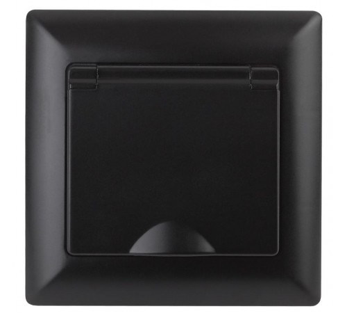 Розетка Intro Solo 4-203-05 с заземлением 2P+E Schuko с крышкой, 16А-250В, IP20, СУ, антрацит  Б0053661  Intro