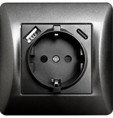 Розетка электрическая 2К+З/2xUSB A/C, 125-250V (антрацит)  201025  SPL