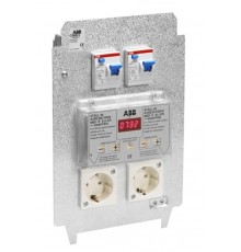 Панель монтажная CWB22, 2xSchuko, 2хВА 6А, 2хВДТ 30мА, 2-х канальное электронное реле времени, клемма заземления  2CMA177386R1000  ABB