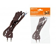 Шнур с выключателем и плоской вилкой с вырезом ШУ03В ШВВП 2х0,75мм2 2 м. коричневый "ЭКО"  SQ1305-0026  TDM