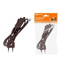 Шнур с выключателем и плоской вилкой с вырезом ШУ03В ШВВП 2х0,75мм2 2 м. коричневый "ЭКО"  SQ1305-0026  TDM