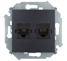 Simon 15 Графит Розетка телефонная + компьютерная RJ11+RJ45 кат.5е, Systimax  1591590-038  Simon