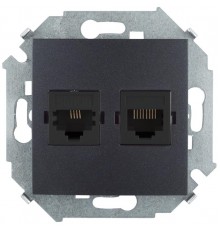 Simon 15 Графит Розетка телефонная + компьютерная RJ11+RJ45 кат.5е, Systimax  1591590-038  Simon