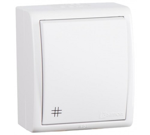 Simon 15 Aqua Белый Выключатель 1-кл проходной с 3-х мест (перекрёстный), IP54, 10А 250В, винт. зажим  1594251-030  Simon