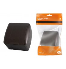 Розетка 2П+3 открытой установки IP54 16А с крышкой шоколад "Селигер"  SQ1818-0213  TDM