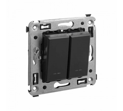 Инвертор (промежуточный переключатель) двухклавишный в стену, "Avanti", "Черный матовый"  4412124  DKC