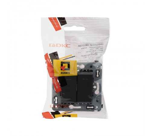 Инвертор (промежуточный переключатель) двухклавишный в стену, "Avanti", "Черный матовый"  4412124  DKC