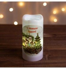 Светодиодный проектор  EGNDS -SK светильник новогодний Свеча Санта теплый свет LED 3*ААА 15 см  Б0060551  ЭРА