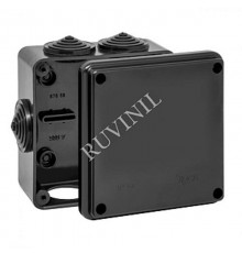 Коробка распределительная для о/п 100х100х50мм 6вводов IP54 (черная) УХЛ1  67050Ч  Рувинил