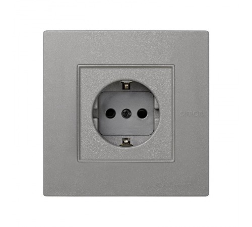 Simon 27 Накладка на розетку с/з (механизм S27), IP44, IK07, Scudo, серый  2705041-063  Simon