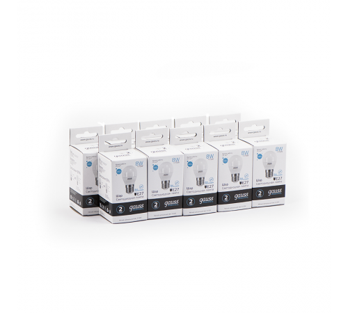 Лампа светодиодная LED 8Вт E27 220В 4100К Elementary шар  53228  Gauss