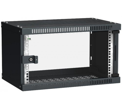 Шкаф LINEA WE 6U 550x350мм дверь стекло черный  LWE5-06U53-GF  ITK