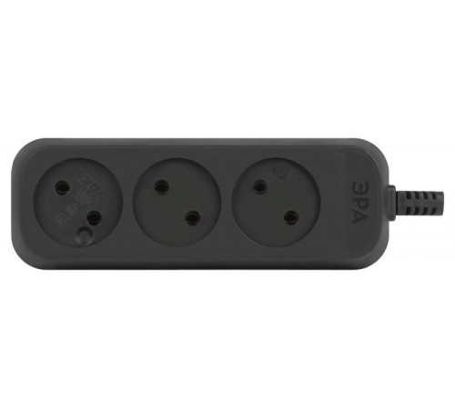 Колодка ЭРА KX-3-B 3 розетки без зазeмления черная   Б0061683  ЭРА