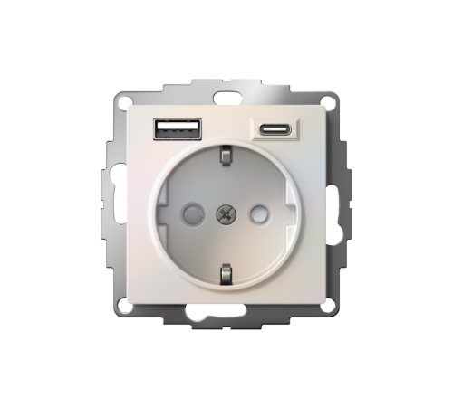 AtlasDesign Жемчуг Розетка 16А c 2 USB A+C, 5В/2,4А/3,0А, 2х5В/1,5А, механизм  ATN000432  SE