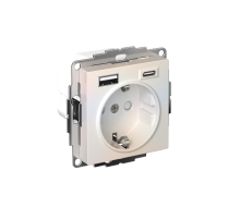 AtlasDesign Жемчуг Розетка 16А c 2 USB A+C, 5В/2,4А/3,0А, 2х5В/1,5А, механизм  ATN000432  SE