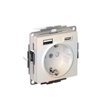 AtlasDesign Жемчуг Розетка 16А c 2 USB A+C, 5В/2,4А/3,0А, 2х5В/1,5А, механизм  ATN000432  SE