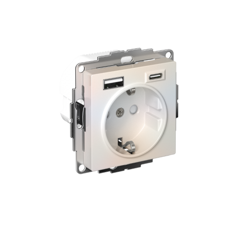 AtlasDesign Жемчуг Розетка 16А c 2 USB A+C, 5В/2,4А/3,0А, 2х5В/1,5А, механизм  ATN000432  SE