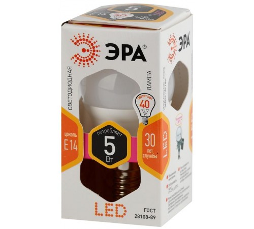 Лампа светодиодная STD LED P45-5W-827-E14 5Вт шар теплый белый свет  Б0017217  ЭРА