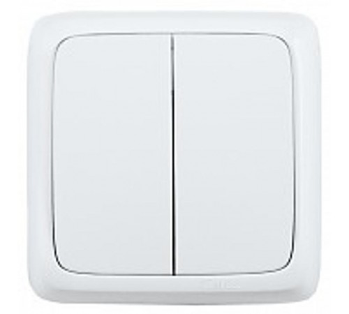 Выключатель открытой установки, двухклавишный, с изолирующей пластиной, цвет белый  ВА10-153  HEGEL