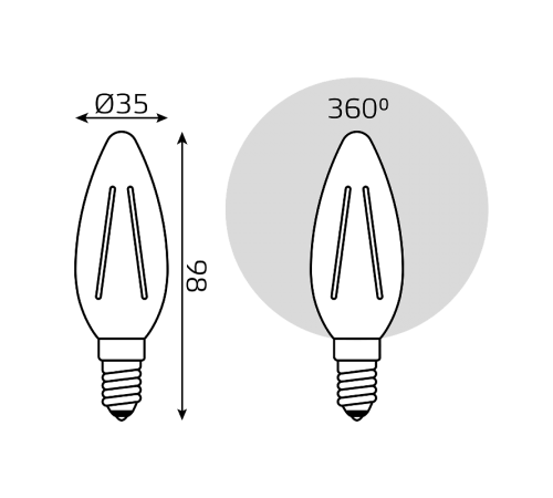 Лампа светодиодная LED 9Вт E14 4100K Filament Candle (Свеча)  103801209  Gauss