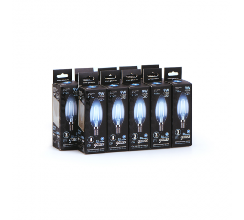 Лампа светодиодная LED 9Вт E14 4100K Filament Candle (Свеча)  103801209  Gauss