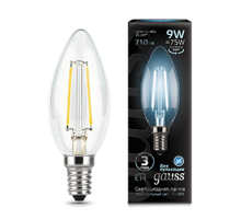 Лампа светодиодная LED 9Вт E14 4100K Filament Candle (Свеча)  103801209  Gauss