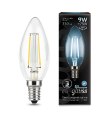 Лампа светодиодная LED 9Вт E14 4100K Filament Candle (Свеча)  103801209  Gauss