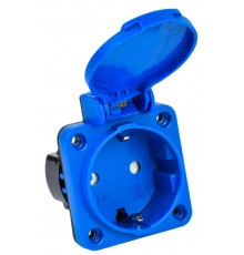 Розетка панельная 2Р+РЕ 16А з/к з/ш с крышкой IP44 синяя MAGNUMРП15-3  PSN71-016-3-3-44-K07  IEK