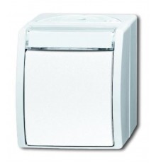 Переключатель 1-клавишный, с полем для надписи, IP44, для открытого монтажа, серия ocean, цвет серый/сине-зелёный  1085-0-1635   2CKA001085A1635  A