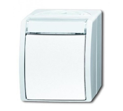 Переключатель 1-клавишный, с полем для надписи, IP44, для открытого монтажа, серия ocean, цвет серый/сине-зелёный  1085-0-1635   2CKA001085A1635  A