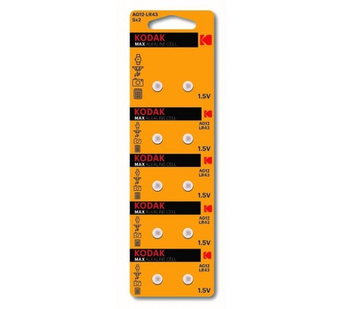 Батарейки  AG12 (386) LR1142, LR43 [KAG12-10] MAX Button Cell (100/1000/70000)  Б0044717  Kodak