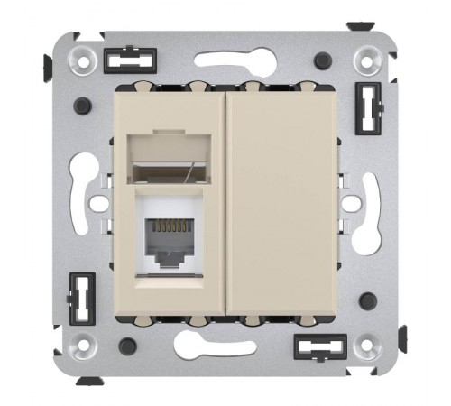 Телефонная розетка RJ-12 в стену одинарная, "Avanti", "Ванильная дымка"  4405313  DKC