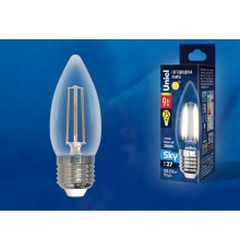 Лампа светодиодная LED-C35-9W/3000K/E27/CL PLS02WH LED. "свеча", прозр. Серия Sky. 3000К .  UL-00005162  Uniel