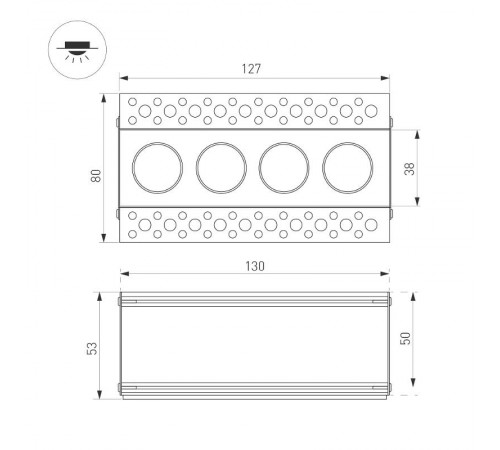 Светильник MS-ORIENT-BUILT-TRIMLESS-TC-S38x127-10W Day4000 (WH-BK, 30 deg, 230V) (Arlight, IP20 Металл, 5 лет)  032224  Arlight
