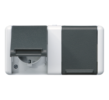 Двойная горизонтальная SCHUKO-розетка 16A 250V~ для накладного монтажа IP44  8220-1W  Jung