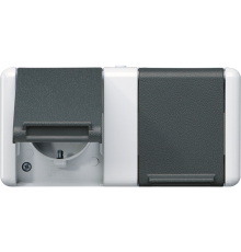 Двойная горизонтальная SCHUKO-розетка 16A 250V~ для накладного монтажа IP44  8220-1W  Jung