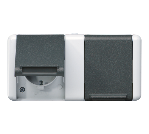 Двойная горизонтальная SCHUKO-розетка 16A 250V~ для накладного монтажа IP44  8220-1W  Jung