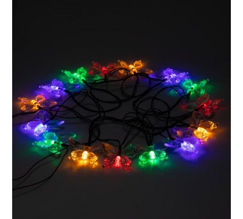 Садовая гирлянда ERASF22-15 на солнечной батарее Бабочки 20 LED 5,8 метра  Б0053364  ЭРА