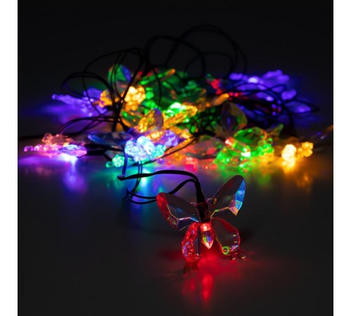 Садовая гирлянда ERASF22-15 на солнечной батарее Бабочки 20 LED 5,8 метра  Б0053364  ЭРА