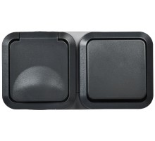 TORS Блок розетка + выключ. гор. 16А IP55 TS142 графит  TS-G10-6-55-V-K53  IEK