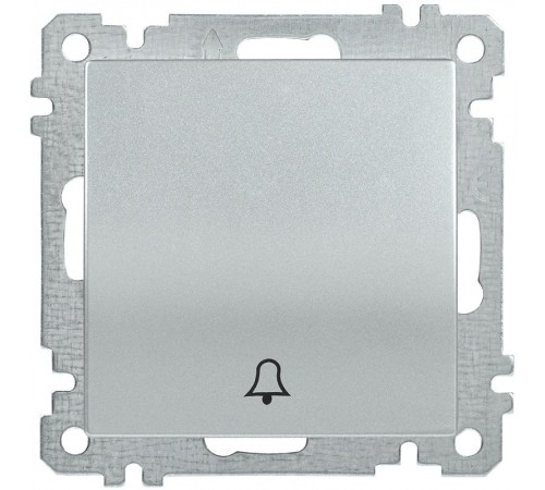 BOLERO серебрянный Выключатель 1-клавишный кнопочный 10А ВС10-1-4-Б  EVB14-K23-10  IEK