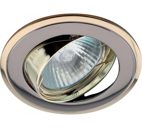 Светильник встраиваемый литой под лампу KL22 А GU/G поворотный "двойной контур" MR16,12V/220V, 50W черный металл/золото  C0043710  ЭРА