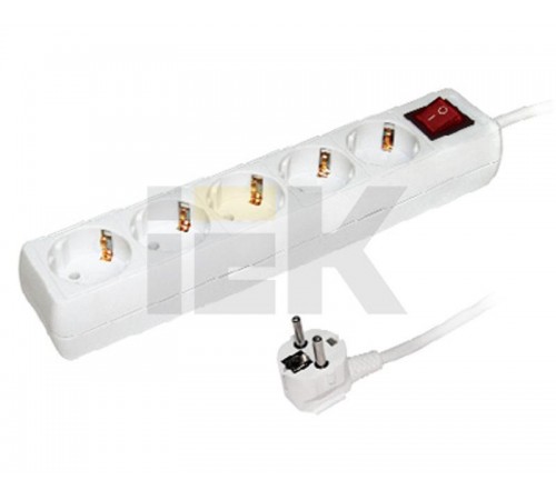 Удлинитель  У05К-выкл. 5 мест 2Р+PЕ/5метров 3х1мм2  16А/250   WYP10-16-05-05-ZK-N  IEK