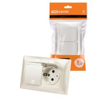 Розетка двойная 2П+З 16А 250В IP44 с защ. шт. с крышкой перламутр "Лама"  SQ1815-0860  TDM